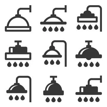 Shower Icon Set on White Background. Vector Stock Illustration
