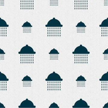 Shower icon sign. Seamless pattern with geometric texture. Ilustración de archivo