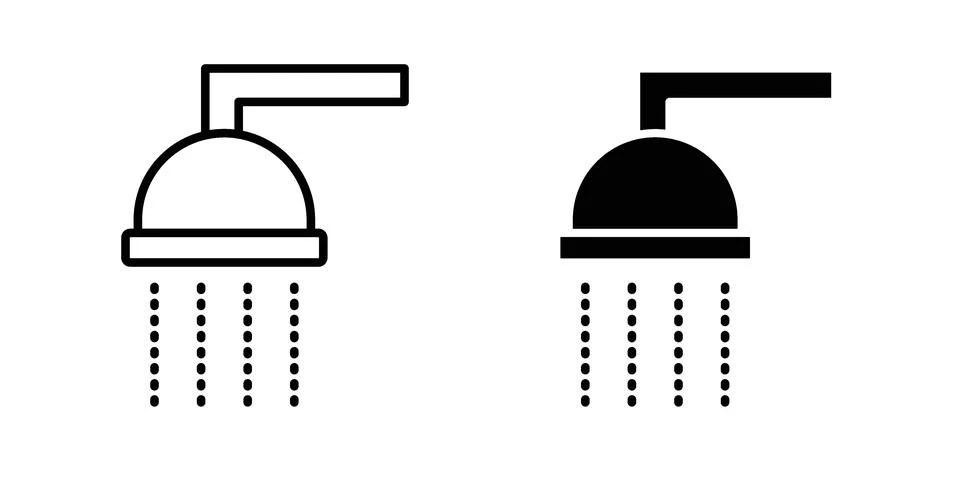 Shower icon silhouette vector set. thin line pack Stock Illustration