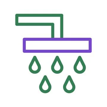 Shower Icon with Water Droplets, Vector Design Stock Illustration