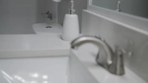 Shower Knobs focus to Bathroom Faucet Stock Footage 278356539