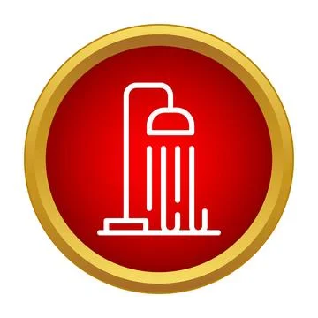 Shower line icon in red circle button Illustrazione stock