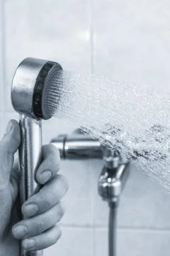 Shower mixer Stockfoto's