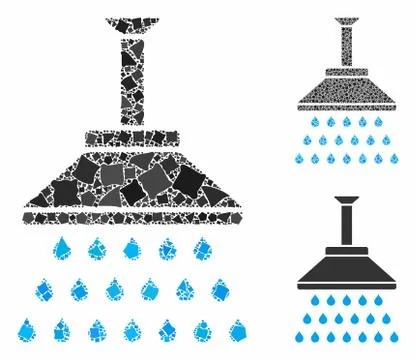 Shower Mosaic Icon of Abrupt Elements Illustrazione stock