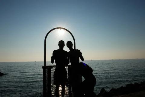 Shower ocean beach Foto stock