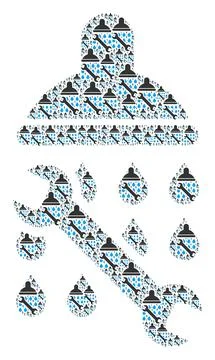 Shower Plumbing Recursion Mosaic of Itself Icons Illustration