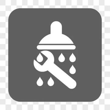 Shower Plumbing Rounded Square Button Stock Illustration