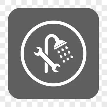 Shower Plumbing Rounded Square Button Stock Illustration