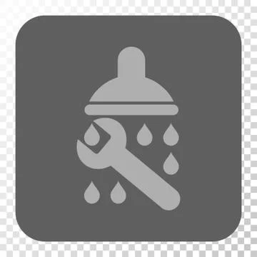 Shower Plumbing Rounded Square Button Stock Illustration