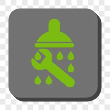 Shower Plumbing Rounded Square Button Stock Illustration