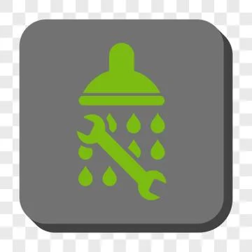 Shower Plumbing Rounded Square Button Stock Illustration