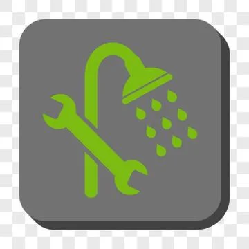Shower Plumbing Rounded Square Button Stock Illustration