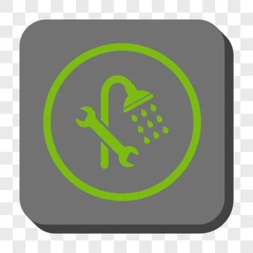 Shower Plumbing Rounded Square Button Stock Illustration
