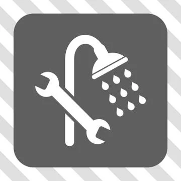 Shower Plumbing Rounded Square Button Stock Illustration