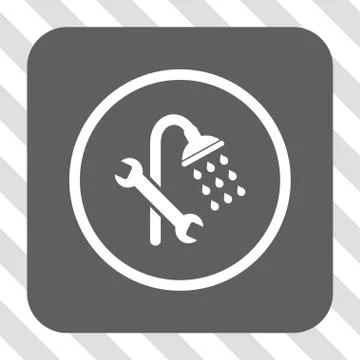 Shower Plumbing Rounded Square Button Stock Illustration
