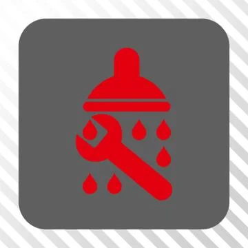 Shower Plumbing Rounded Square Button Stock Illustration
