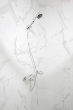 Shower rack system close-up in the bathroom Foto stock