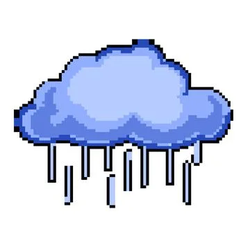 Shower rain cloud pixel art vector illustration Stock Illustration