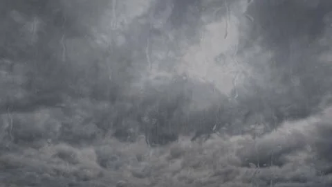 Shower rain on sky with clouds - pretty weather bg - photo of nature Stock Photos