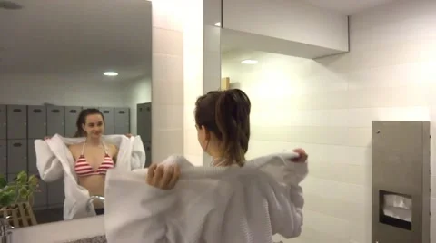 Shower robe in spa Stock Footage 13896985