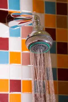 Shower with running water Stock Photos