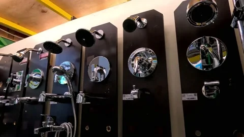 Shower Set System Selections Sold in a Home Depot Stock Footage 236591667