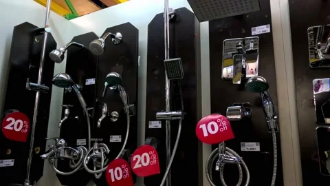 Shower Set System Sold in a Hardware Store Stock Footage 236591660