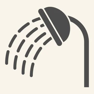 Shower solid icon. Shower head with water drops symbol, glyph style pictogram on Illustrazione stock