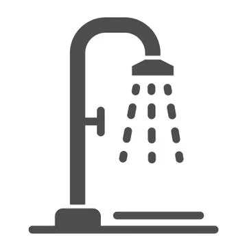 Shower solid icon, Summertime concept, beach shower sign on white background 스톡 일러스트