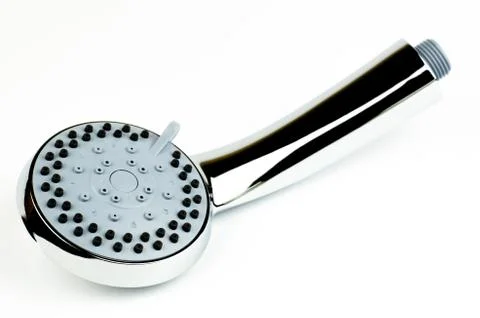 Shower spray on white background with selective focus Stock Photos
