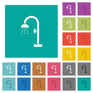 Shower square flat multi colored icons Stock Illustration