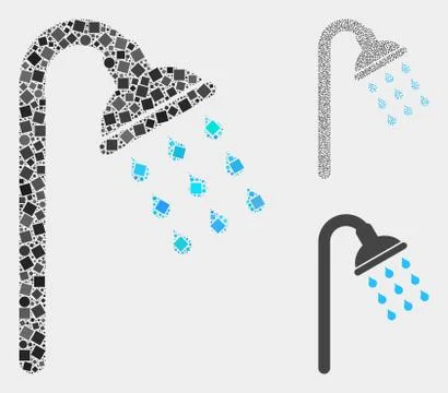 Shower Stream Icon Collages of Squares and Circles Ilustração Stock