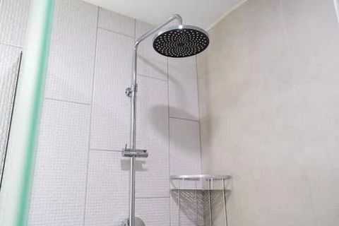Shower system in the bathroom Stock Photos