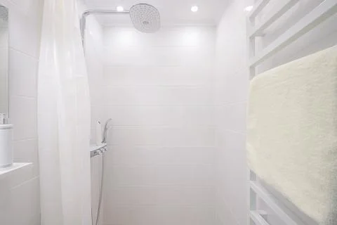 Shower system in the shower room interior Stock Photos
