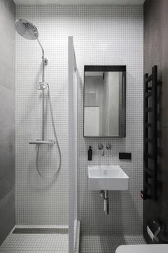 Shower system in the shower room Stock Photos