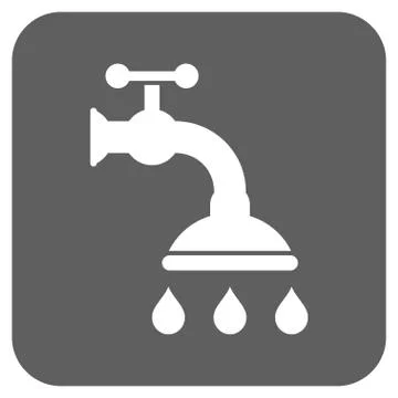Shower Tap Flat Squared Glyph Icon Illustrazione stock