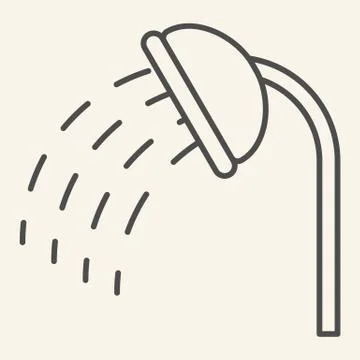 Shower thin line icon. Shower head with water drops symbol, outline style Illustrazione stock