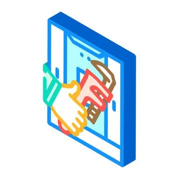 Shower tray repairs isometric icon vector illustration Stock Illustration