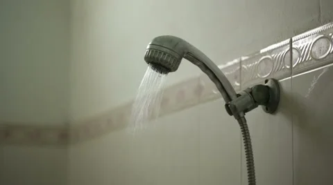 A shower is turned on and off Video stock 55710149