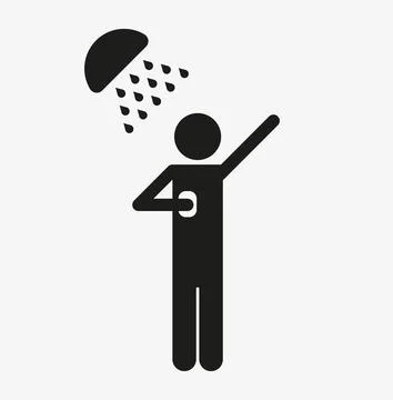 Shower vector icon. Man taking shower symbol. Stock Illustration