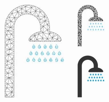 Shower Vector Mesh Network Model and Triangle Mosaic Icon Stock Illustration