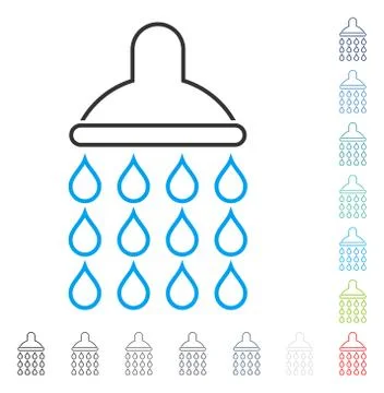 Shower Vector Stroke Icon Stock Illustration