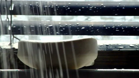 Shower &amp; white bar of soap Stock Footage 38023100