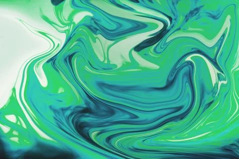 Showing abstract fluid swirl pattern filling width in green turquoise blue Stock Illustration