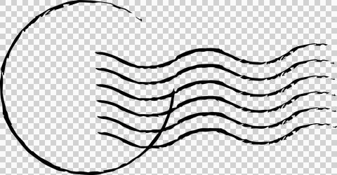 Showing black sketch half circle with wavy lines forming postal cancellation on Stock Illustration