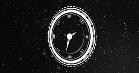 Showing centered circular gauge on dark field, dashed ring, Roman numerals, two Stockillustratie