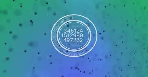 Showing centered HUD on teal-violet gradient with rings, arc, corner reticles, 스톡 일러스트