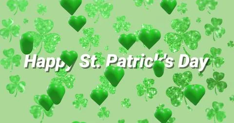 Showing centered white greeting on pale-green backdrop with glitter shamrocks 스톡 일러스트