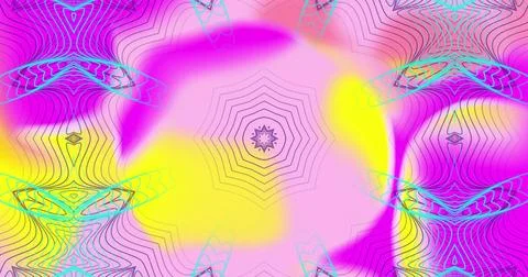 Showing central circular gradient orb with concentric polygon lines and star Illustrazione stock