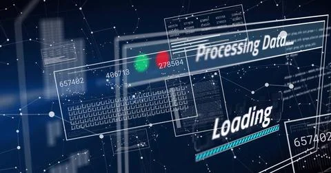 Showing central HUD panel displaying Processing Data and Loading progress bar on 库存插图